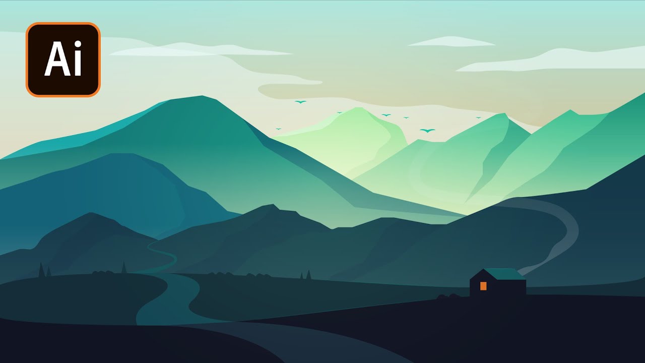 Атмосферный пейзаж в Adobe Illustrator